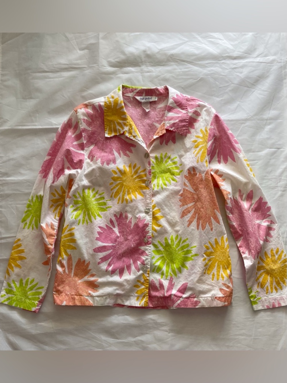 Fresh Produce Vintage Summer Floral Cotton Button Up Shirt/Coverup Made in USA